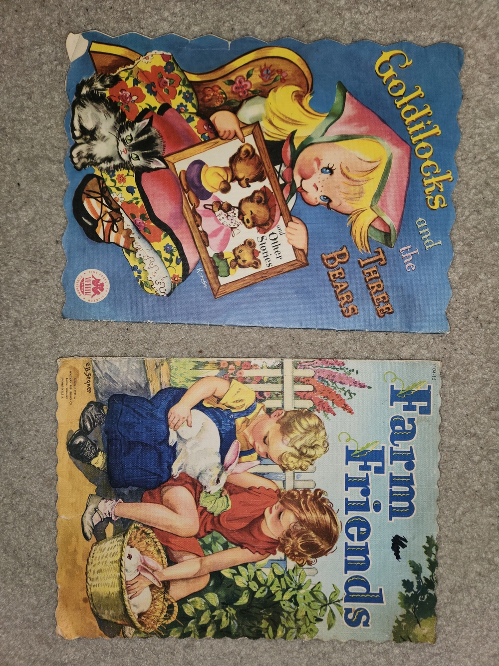 Vintage Kids Book Set - Blue and Multicolor Storybooks 1954 & 1945 Circa